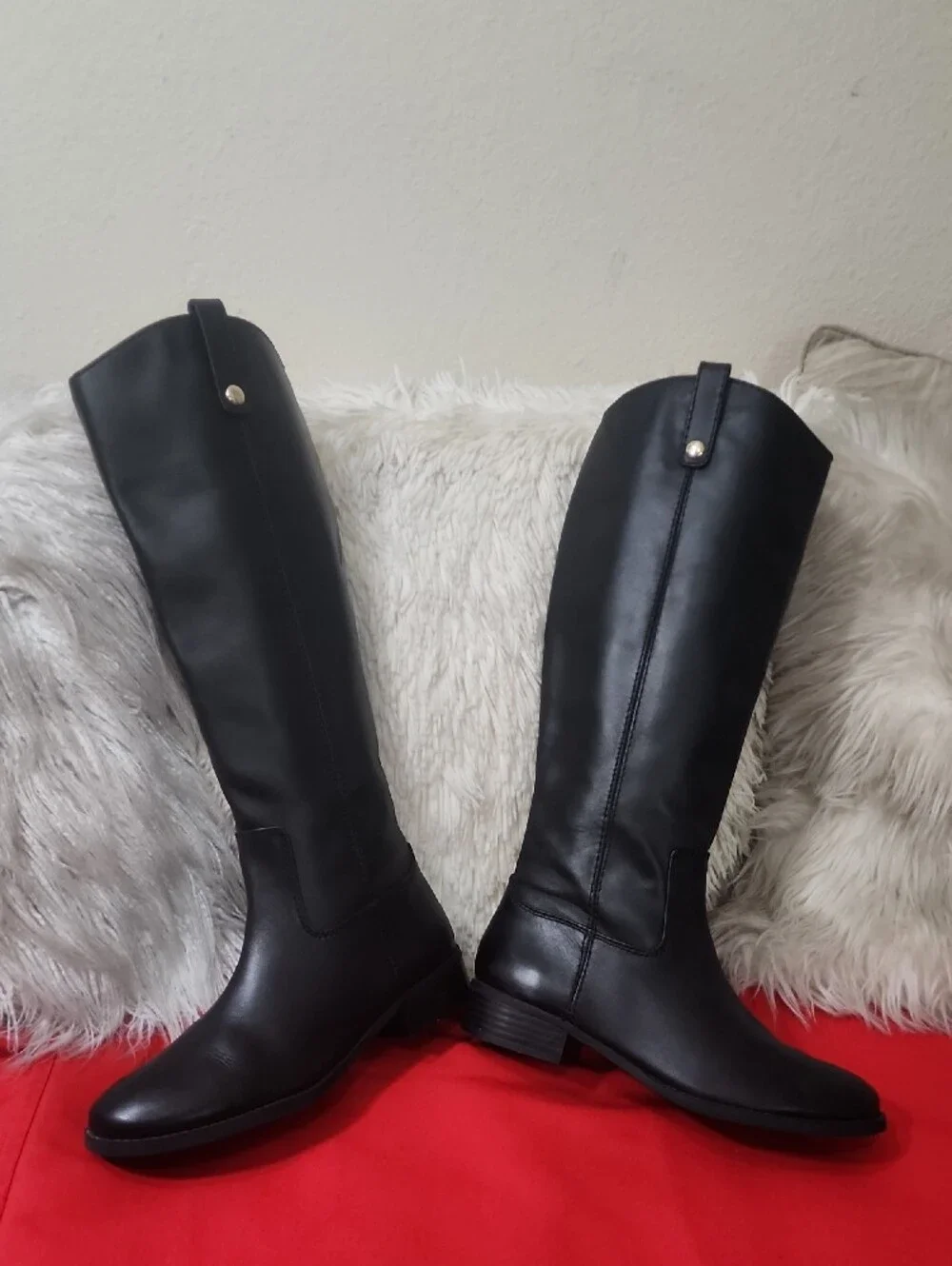 INC Womens Fawne Black Leather Knee-High Boots